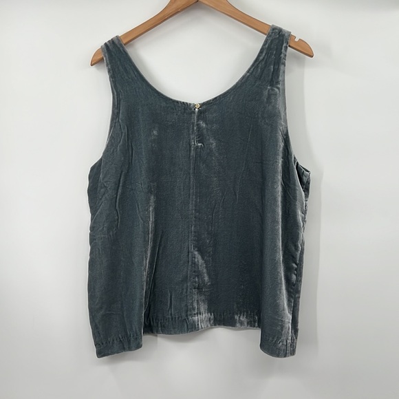 J Crew Tank Top Womens 16 Gray Teal Crushed Velvet Sleeveless Boxy Top - Picture 8 of 10